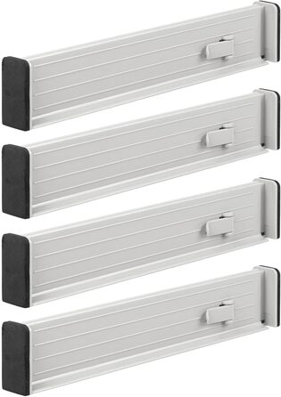 mDesign Adjustable Drawer Divider – Practical Drawer Organizer for Cabinets and Dressers – Flexible Plastic Drawer Dividers – 8-Piece Set – Smoke Gray and Black (Light Gray)