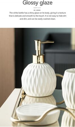Comeon Bathroom Set, Ceramic, Soap Dispenser Set, Countertop, Toothbrush Holder, Wash Set for Home Decoration, Four-Piece Set, Silver