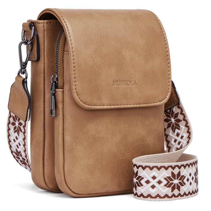 Сумка-органайзер на шию MUIIKOLA з RFID-захистом для телефону, велика місткість, екошкіра, жіноча, з гаманцем, жовто-хакі