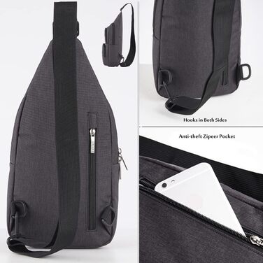 Чоловіча нагрудна сумка OIWAS, чорна, для туризму та повсякденного використання
