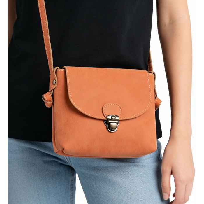 Сумка жіноча через плече Kleine Umhängetasche, екошкіра, помаранчева - компактна кросбоді для дівчат з замком