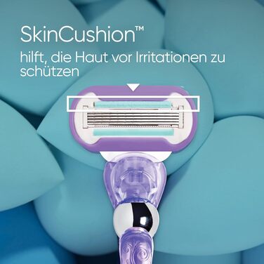 Жіноча бритва Gillette Venus Extra Smooth Swirl, фіолетова (набір: 1 бритва + 9 змінних касет)