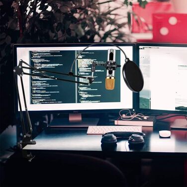 Регульований мікрофонний стійка HAUEA для студії, радіомовлення та телебачення, сумісний з Blue Yeti