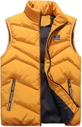 Чоловіча тепла жилетка з капюшоном, зимова, для активного відпочинку, з кишенями, з блискавкою (S, B, жовтий)