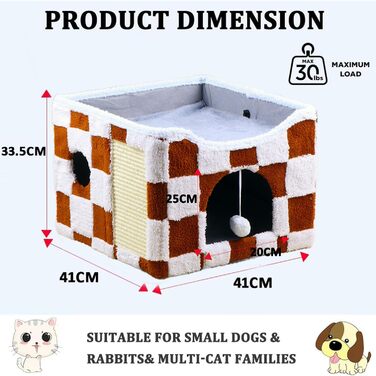 Кішка Будиночок-Печера ERNAN з подряпувачем та іграшкою, червоний, S