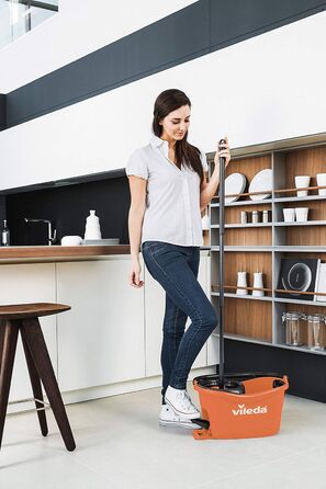 Набір для миття підлоги Vileda Turbo EasyWring & Clean з відром та мопом, колір кораловий