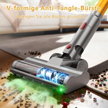 Акумуляторний пилосос Hearten 4-в-1 з LED дисплеєм та антизаплутувальною щіткою, керування одним дотиком, бездротовий пилосос з LED-підсвічуванням для шерсті тварин/килимів/твердих поверхонь (жовтий)