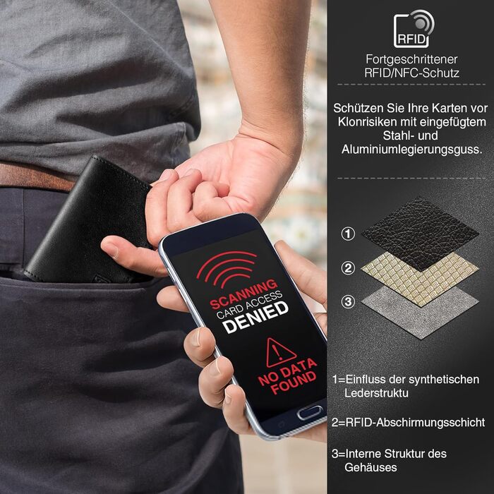 Чоловічий гаманець TENBST: тонкий, з RFID-захистом, з відділенням для монет, з натуральної шкіри, чорний