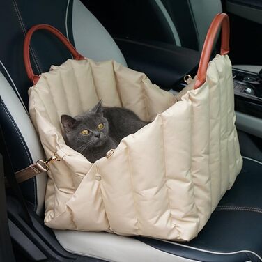 Автомобільний крісло-підвищення для собак, велике (55x42x42 см), світло-хакі. З безпечним ременем.