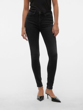 Джинси жіночі VERO MODA Skinny Fit Vmflash Mid Rise, чорний денім, розмір M/30L