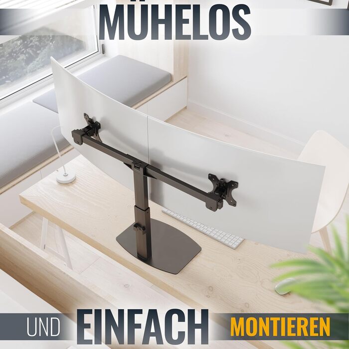 Підставка для монітора RICOO TS4111 для 2 моніторів, газ-амортизатор, 13-27 дюймів