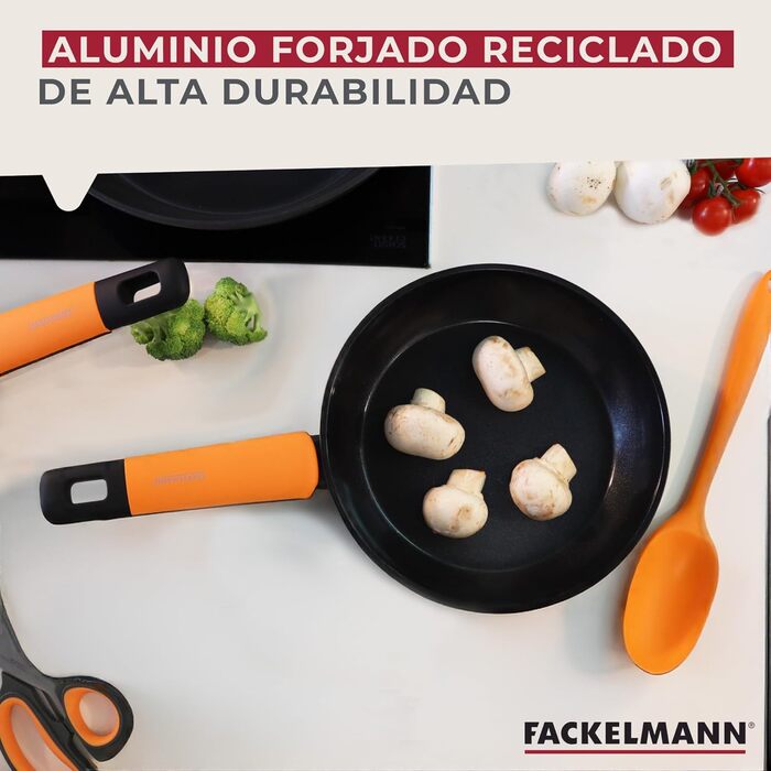 Сковорода Fackelmann Soft з керамічним покриттям Greblon CK2, 24/20 см (набір, алюмінієва, з м'якою ручкою)