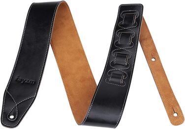 Гітарний ремінь Rayzm з натуральної шкіри та замші, 6,5 см, регульована довжина 108-140 см (Акустика, Електрогітара, Бас)