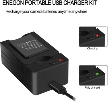 ENEGON Акумулятор Olympus/Nikon/Fujifilm (2 шт) + Зарядний пристрій Rapid Dual USB для Li-40B, Li-42B, EN-EL10, NP-45/50, INSTAX Mini 90
