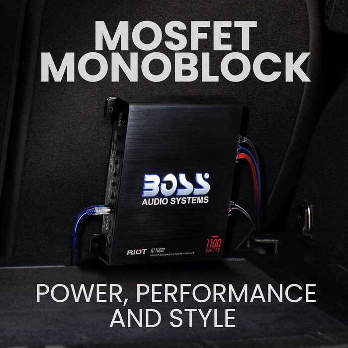 Автомобільний підсилювач BOSS AUDIO R1100M Riot 1100 Вт, клас A/B, моноблок, чорний