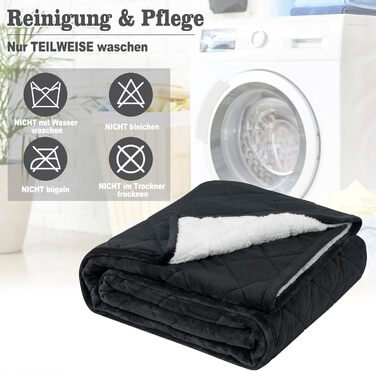 WOLTU Вага ковдра, терапевтична ковдра для дорослих, двостороння вага ковдра з скляними кульками, антистрес, м'яка, з фланелі та шерпи, 9 кг, 150 x 200 см, чорна