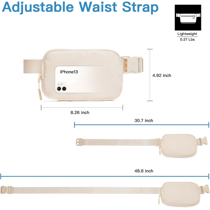 Сумка на пояс жіноча/чоловіча Telena, сумка через плече, кросбоді, поясна сумка, сумка на стегно, для спорту та повсякденного носіння, бежева