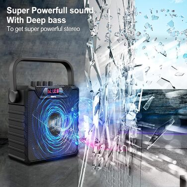 Портативна караоке-машина з 2 UHF мікрофонами, Bluetooth, підсилювач басів для дітей та дорослих, PA-система