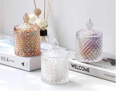 Контейнер для ватних паличок та дисків 2 шт. Прозорий скляний органайзер для ванної кімнати, туалетного столика. Підходить для ватних паличок, дисків, солі для ванни.