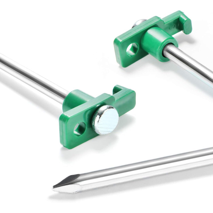 com-four® 48x Tent Stakes from Steel 250mm x Ø 7mm - Long and robust ground stakes with plastic holder - Rock bottom stake for camping and outdoor - ideal for normal and hard ground