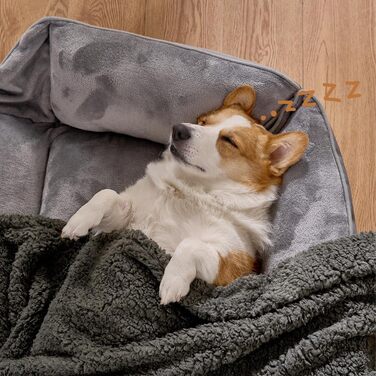 Водонепроникний коврик для собак, миючий, 120 x 100 см, двосторонній, для собак та котів середніх та великих порід, захист дивану та ліжка, м'який Sherpa Fleece та фланель, сірий L (120 x 100 см)