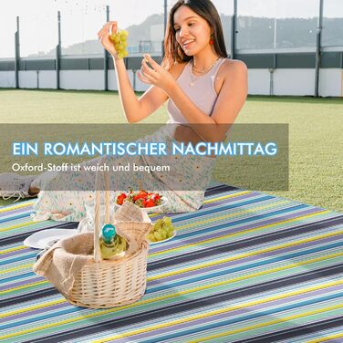 Плед для пікніка Muyans 200x300 см, XXL, водонепроникний, складний, з ручкою для саду, пляжу, кемпінгу