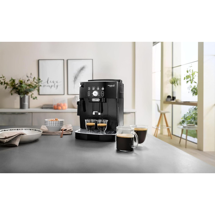 De'Longhi Magnifica S Smart ECAM 230.13.B Fully Automatic Coffee Machine with Milk Frother for Cappuccino, Espresso, Coffee, and Long Coffee. Features Direct Select Buttons and Rotary Control, 2-Cup Function, Black. Fully Automatic Coffee Machine with Buttons & Rotary Control