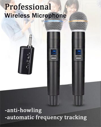 Бездротовий мікрофон Handheld з металу, система з акумуляторним приймачем, для караоке, співу, вечірок, весіль, DJ, промов, 60 м, HDMIC-5802