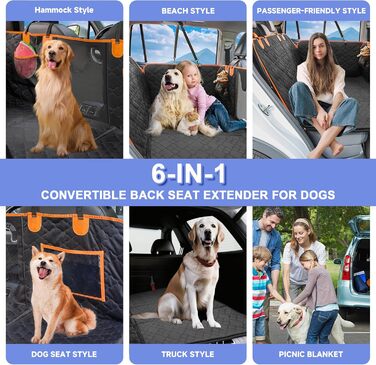 Захист для сидіння автомобіля для собак - килимок для заднього сидіння з жорстким дном, 181 кг, водовідштовхувальний, з сіткою, чорний, для позашляховиків та пікапів, розмір L (147x75 см)