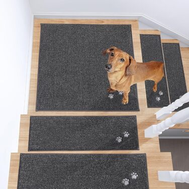 BEQHAUSE Non-Slip Stair Treads - 15 Pack, Washable Carpet for Stairs - Safe for Kids, Seniors & Pets, 22x70cm (8.7 x 27.5 inch), 100% Polyester with TPE Backing