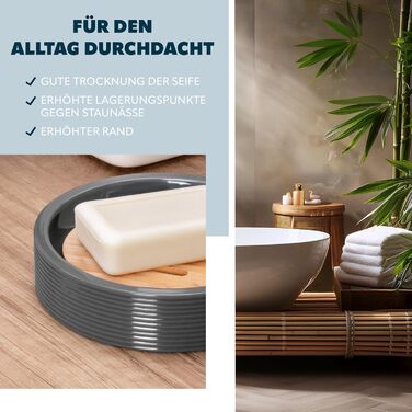 Підставка для мила Bremermann Segno з бамбука та пластику (сіра)