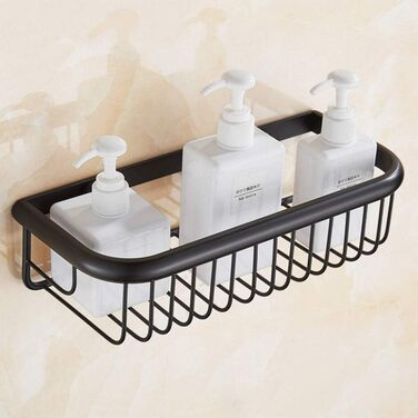 Shower caddy with oiled bronze finish, wall-mounted, bathroom shelf, storage holder for bath soap and shampoo, 30 cm length
