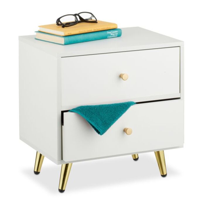Relaxdays Bedside Table with Golden Legs