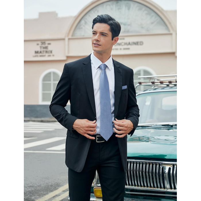 Набір краваток чоловічих HISDERN (3 шт.) шовкових, класичні, елегантні + нагрудна хустинка для весілля та свят - Z-TB3-12