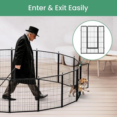 Металевий вольєр для собак, 61 см, 8 панелей, чорний - для дому, саду, кемпінгу