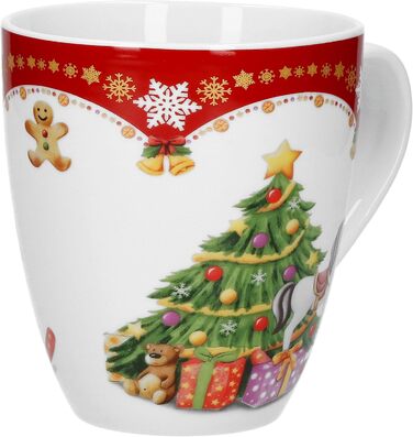 Van Well 4-Piece Coffee Mug Set, 0.53 l Christmas Magic | Porcelain Mulled Wine Cups | Punsch Cups with Handle | Feuerzangenbowle Cup with Christmas Motif | XXL Jumbo Mug X-Mas Decor | Christmas Mug Set