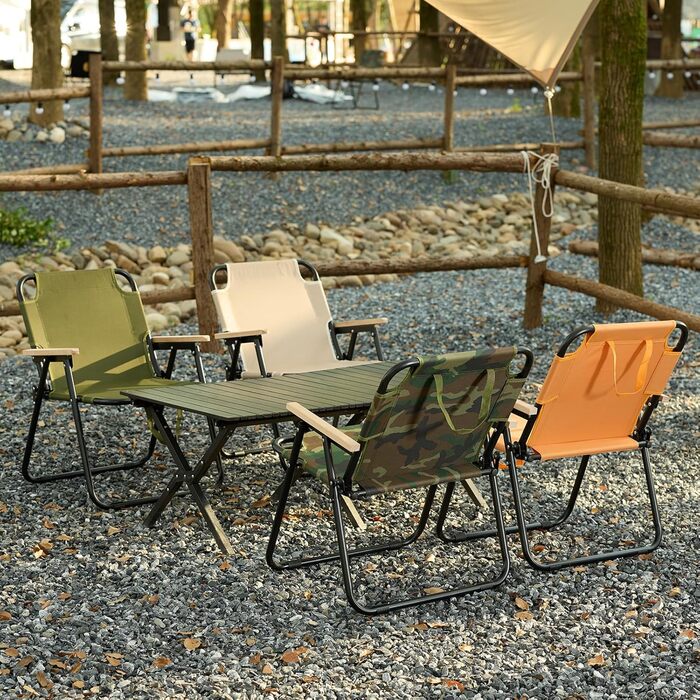 Крісло кемпінгове складне, стілець для риболовлі, камуфляж, 225 кг, Oxford, для саду, пікніка, подорожей (Зелений)