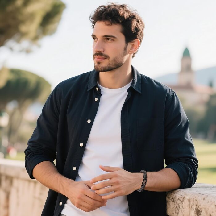 Шкіряний браслет для чоловіків: подарунок татові, дідусю, чоловікові. Ідеальний подарунок на День батька, Різдво, День святого Валентина (колір: коричневий)