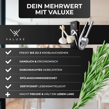 Преса для часнику VALUXE® - професійна, міцна, срібна, для кухні, миється в посудомийній машині