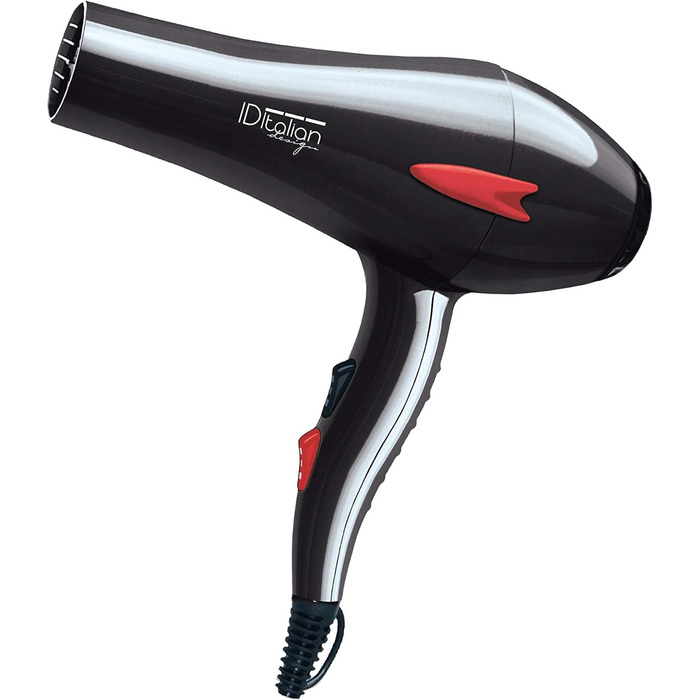 Професійний фен для волосся ID Italian Design з насадкою для укладки, 3 температурні та 2 режими швидкості, 2200W (темно-сірий)