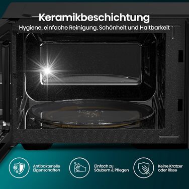 Мікрохвильова піч Hisense H20MOBS4HI 20 л з InverterTech, керамічним покриттям та дитячим блокуванням (чорний)