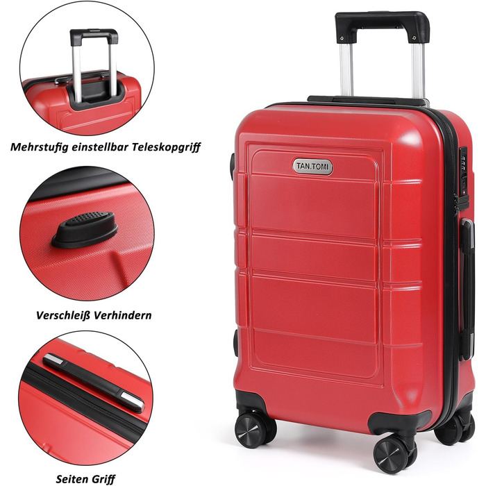 Чемодан ручної поклажі TANTOMI 20 дюймів, жорсткий корпус ABS+PC, телескопічна ручка, коліщатка 360°, замком-кодом, набір (M/L/XL), 41л, світло-темний зелений