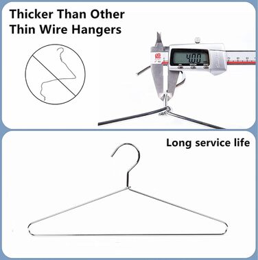 Amber Home 20-Piece 43cm Chrome Iron Clothes Hangers, Silver Metal Clothes Hangers for Suit, T-Shirt, Shirt, Jacket, Dress, Pants, Robust and Durable