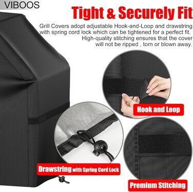Чохол для гриля VIBOOS 147 см, водонепроникний, стійкий до УФ, для газового гриля Weber, Char-Broil, Nexgrill та інших