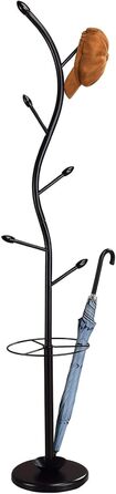 IDIMEX Clothes Rack Coat Stand Triana with 6 Clothes Hooks and Umbrella Stand, White Lacquered (Black)