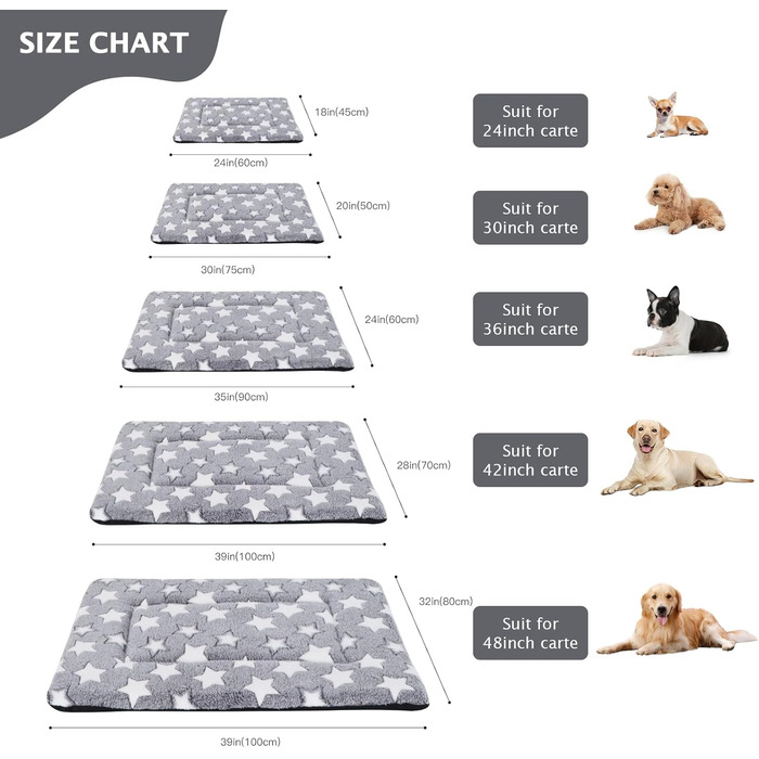 Ортопедичне ліжко для собак BVAGSS, миюча підстилка, плюшева подушка для собак. М'яке та тепле ліжко для собак маленьких, середніх та великих порід, з неслизьким дном. XH083 (100x70 см, білий зірка)