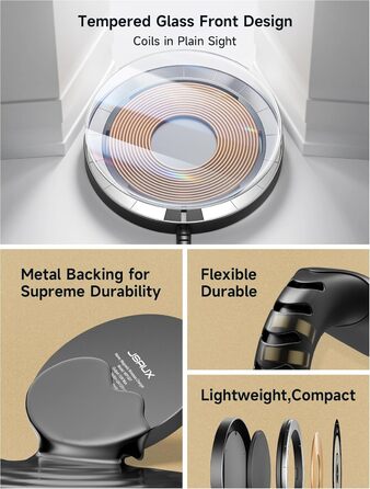 Бездротовий зарядний пристрій JSAUX MagSafe 15W для iPhone 17 Air Pro Max, iPhone 16/15/14 13 12, AirPods 3/2, Синій (прозорий)