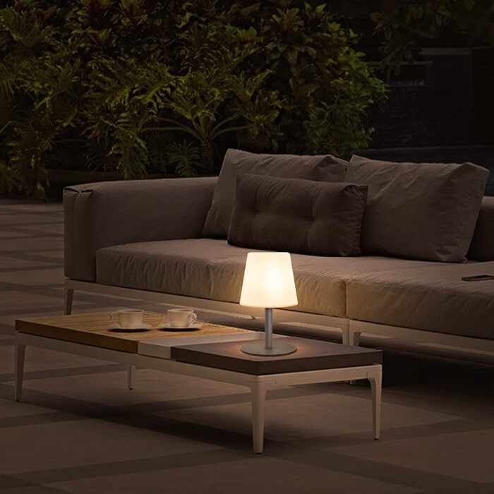 Акумуляторний світлодіодний настільний світильник MALUX з димером, теплий/холодний світ (3000K/7500K), водонепроникний IP44, сірий - для дому та саду