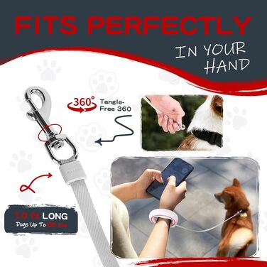 Висувна поводок для собак, ручне кріплення, 3 м, без спутанню, з тримачем для пакетів, для середніх та маленьких собак (чорний/зелений) (білий/червоний)