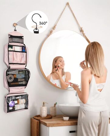 Сумка для туалетних аксесуарів на гачок, велика дорожня сумка-органайзер для жінок та чоловіків, 4-в-1 водонепроникна, для подорожей/кемпінгу, армійний зелений (рожевий)